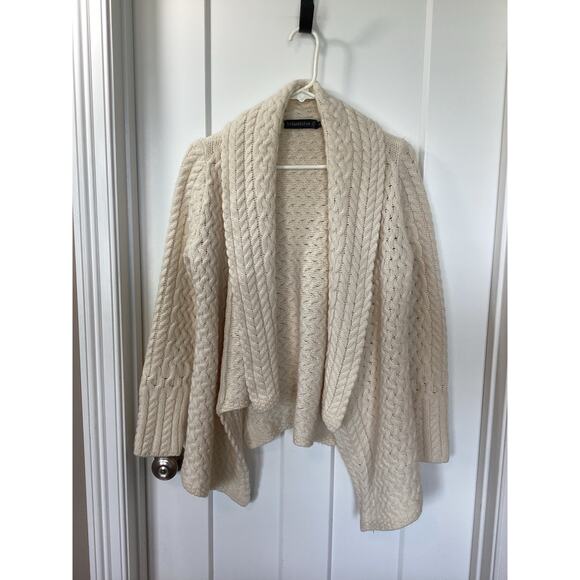 Irelandseye Womens 100% Virgin Wool Cable Knit Cardigan Sweater Cream Size Small - Picture 1 of 8